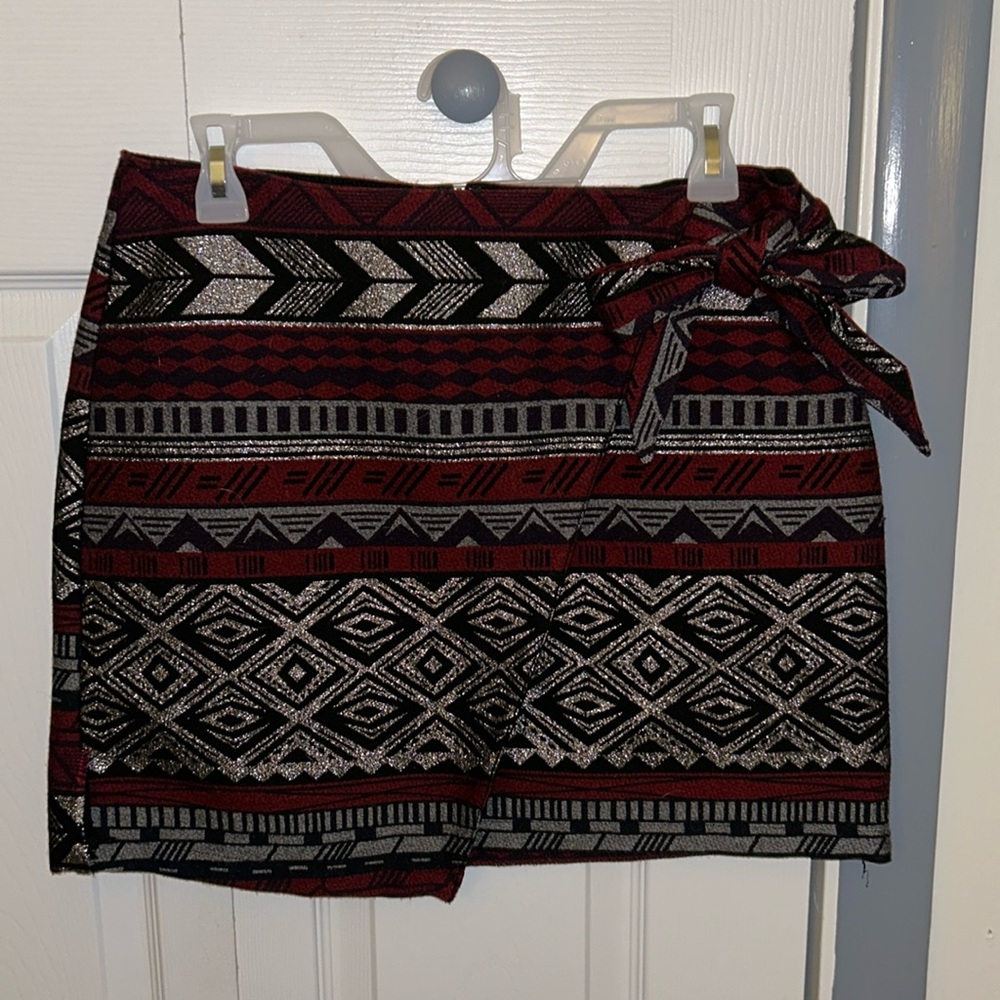 Express faux-wrap mini skirt